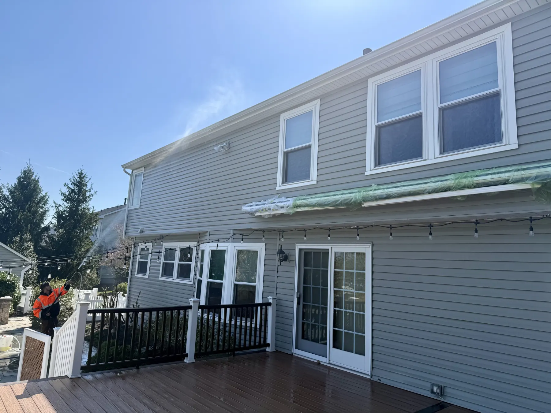 Driveway and front path surface cleaning result at residential property